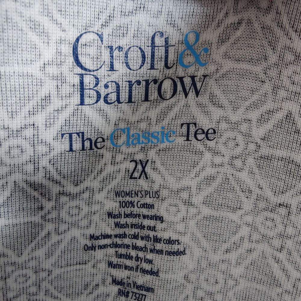 Croft & Barrow Classic Black White Geometric Print Cotton Top Womens Size 2X - Picture 5 of 7